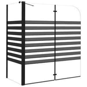 vidaXL Badwand gestreept 120x68x130 cm gehard glas
