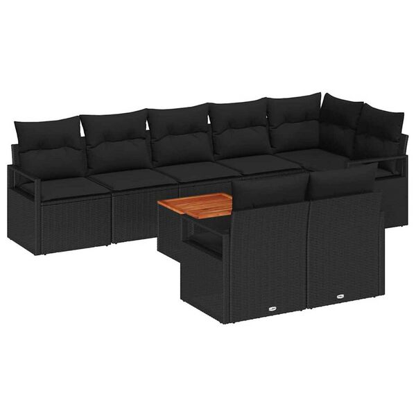 vidaXL Tuin Sofa Set 9 pcs Zwart
