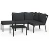 vidaXL 5-delige Loungeset met kussens staal grijs