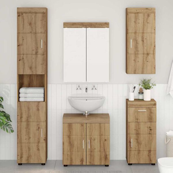 vidaXL Badkamer wandkast TULUM Artisan Eiken 37 x 24,5 x 86 cm