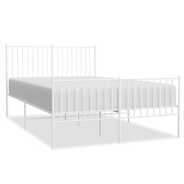 vidaXL Bedframe met hoofd- en voeteneinde metaal wit 140x190 cm