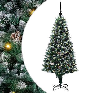 vidaXL Kunstkerstboom Groen 150 cm PVC en Staal en Kunststof