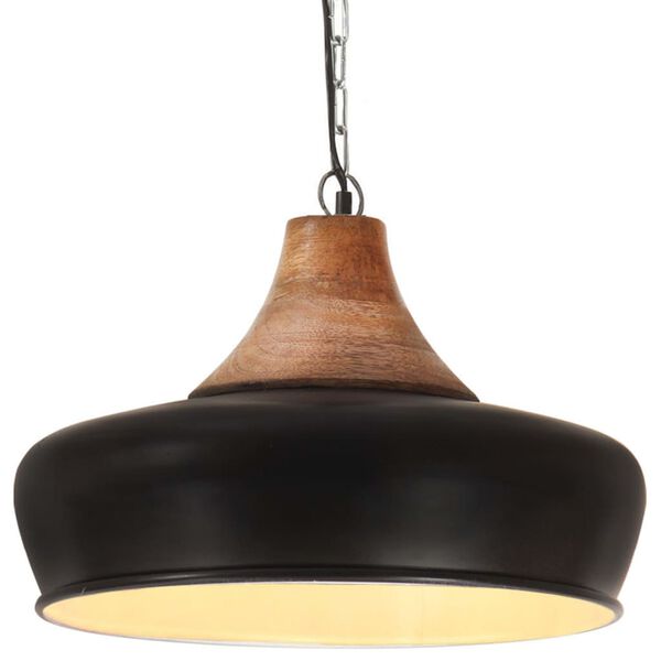 vidaXL Hanglamp industrieel E27 26 cm ijzer en massief hout zwart