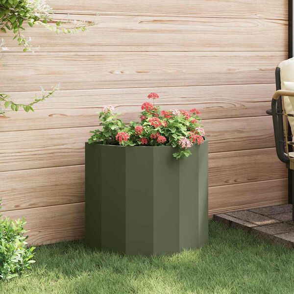 vidaXL Plantenbak Olijf Groen 60 x 30 x 50 cm Staal