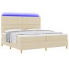 vidaXL LED Box Spring Bed met matras Cr&egrave;me 200 x 200 cm Stof