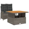 vidaXL 2-delige Tuinset met kussens poly rattan grijs