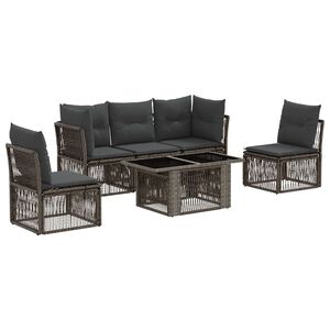 vidaXL Tuinbankenset 6 st Grijs poly rattan
