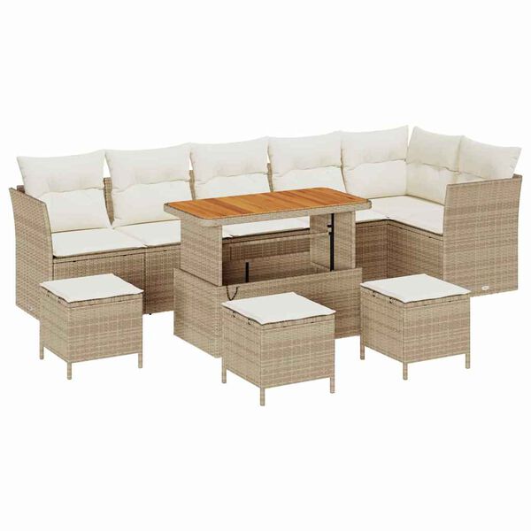 vidaXL Tuin Sofa Set met kussen 10 pcs beige en cr&egrave;mekleurig
