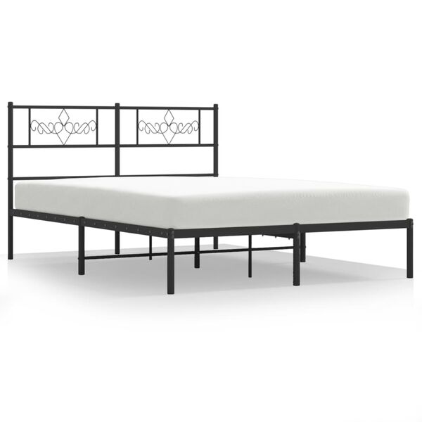 vidaXL Bedframe met hoofdbord metaal zwart 120x200 cm