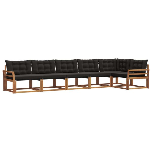 vidaXL Buiten bankenset met kussen 6 pcs Natuurlijk en Zwart