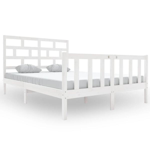 vidaXL Bedframe massief grenenhout wit 120x200 cm