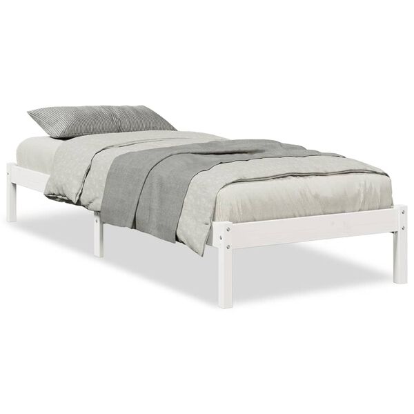vidaXL Bedframe extra lang zonder matras grenenhout wit 100x220 cm