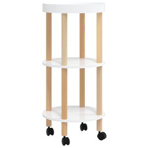 vidaXL Trolley 38x38x82 cm bewerkt hout en massief grenenhout wit