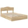 vidaXL Opslag bed met lade Sonoma Eiken 140 x 200 cm Bewerkt hout