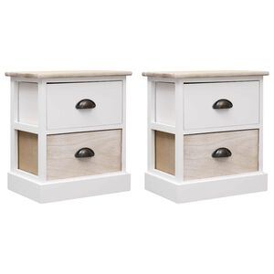 vidaXL Nachtkastjes 2 st 38x28x45 cm paulowniahout wit en naturel