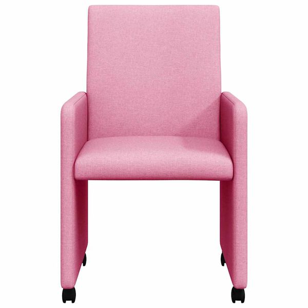 vidaXL Dining Stoelen met Wielen 2 pcs Roze 57 x 66 x 94 cm Stof