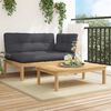 vidaXL 2-delige Loungeset pallet met kussens massief acaciahout