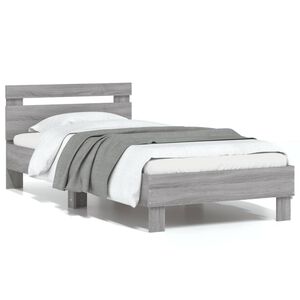 vidaXL Bedframe met hoofdbord bewerkt hout grijs sonoma 75x190 cm