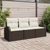 vidaXL Tuin Sofa Set met kussen 3 pcs Bruin en wit Poly riet
