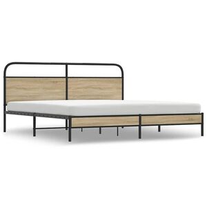 vidaXL Bedframe zonder matras metaal gerookt eikenkleurig 200x200 cm