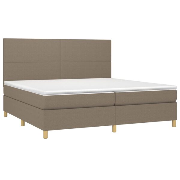 vidaXL Boxspring met matras en LED stof taupe 200x200 cm