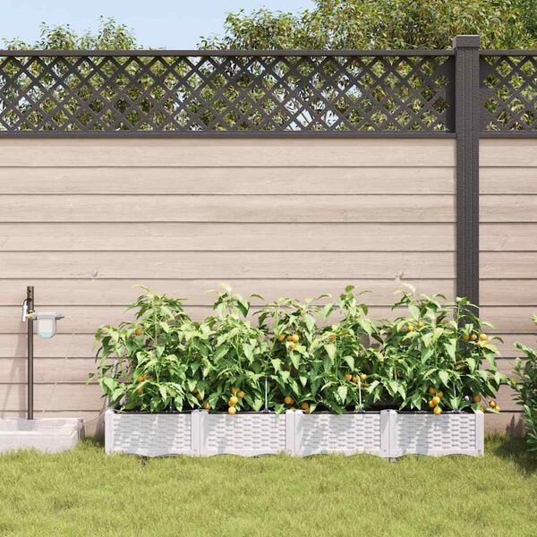 vidaXL Tuin Bloempot 4 pcs Wit Staal