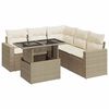 vidaXL 6-delige Loungeset met kussens poly rattan beige