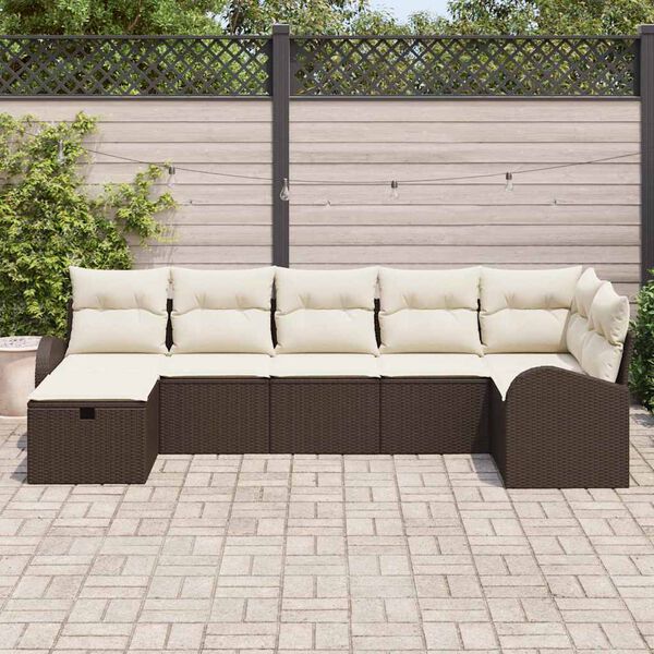 vidaXL Tuin Sofa Set met kussen met opslag 7 pcs Bruin poly rattan