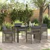 vidaXL Tuin eettafelset 5 pcs Grijs poly rattan