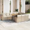 vidaXL 11-delige Tuinset met kussens poly rattan acacia beige