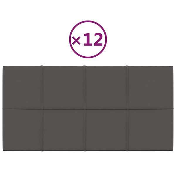 vidaXL Wandpanelen 12 st 2,16 m&sup2; 60x30 cm stof donkergrijs