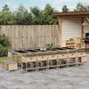 vidaXL 17-delige Tuinset met kussens poly rattan gemengd beige