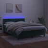 vidaXL Boxspring met matras en LED fluweel donkergroen 140x200 cm