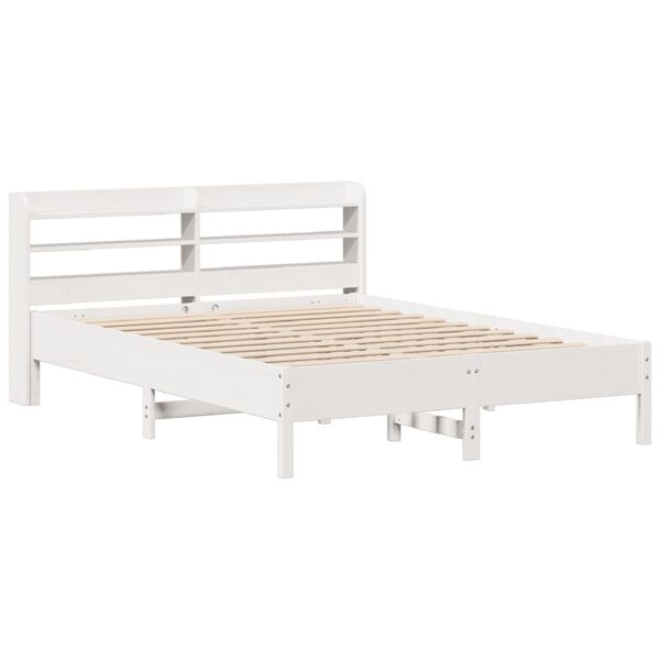 vidaXL Bedframe zonder matras massief grenenhout wit 135x190 cm