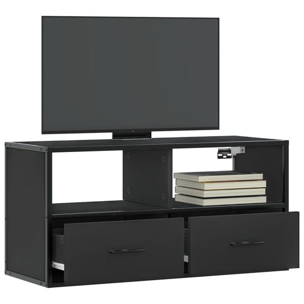 vidaXL Tv-meubel 80x31x39,5 cm bewerkt hout en metaal zwart