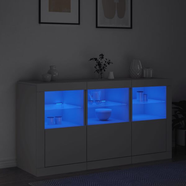 vidaXL Dressoir met LED-verlichting 123x37x67 cm wit