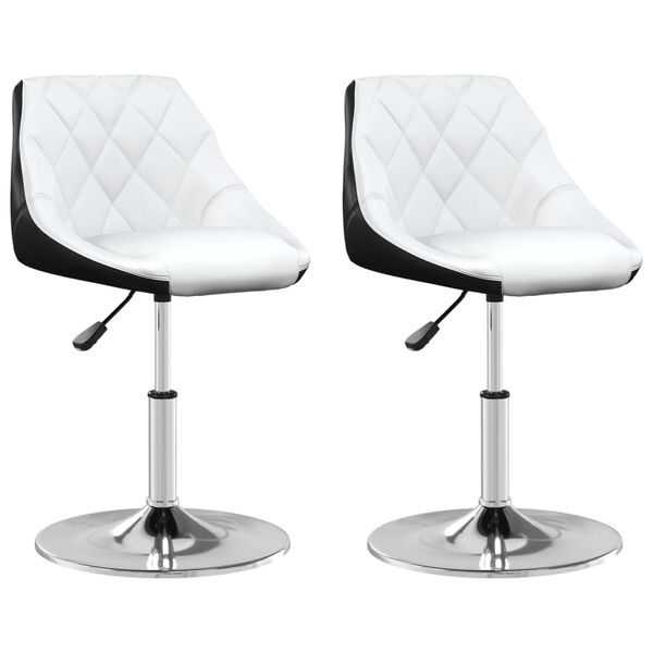 vidaXL Eetkamerstoelen draaibaar 2 st kunstleer wit en zwart