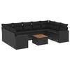 vidaXL 10-delige Loungeset met kussens poly rattan zwart