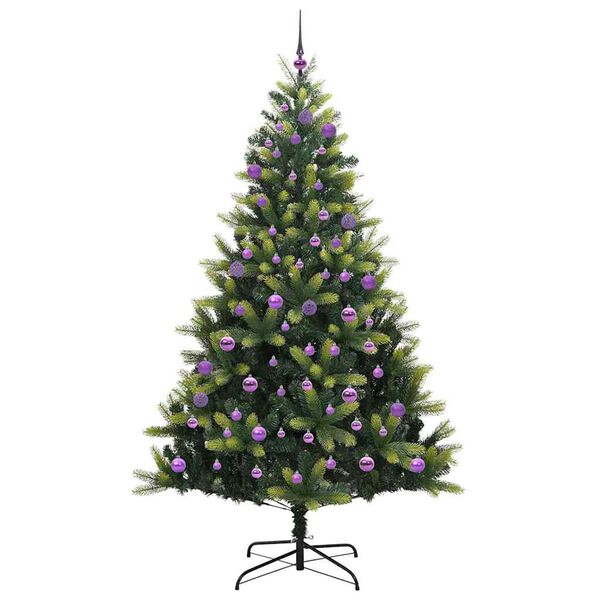 vidaXL Kunstkerstboom met scharnier 300 LEDs Groen 240 cm PVC en PE