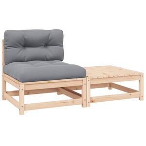 vidaXL 2-delige Loungeset met kussens massief grenenhout