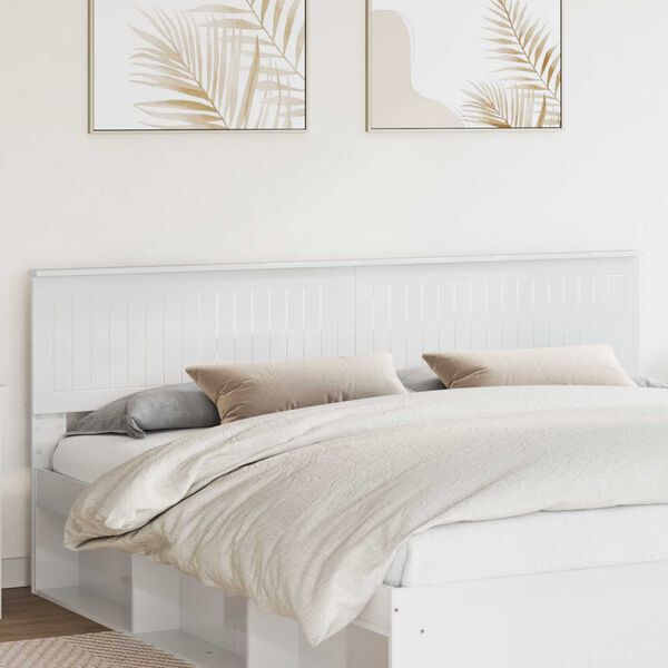 vidaXL Hoofdbord Glanzend Wit 200 cm Bewerkt hout