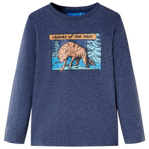 Kindershirt met lange mouwen 128 gem&ecirc;leerd donkerblauw
