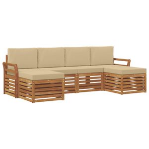 vidaXL Buiten bankenset 6 st Natuurlijk en Beige