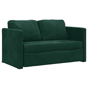 vidaXL Slaapbank vloermodel 2-in-1 122x204x55 cm fluweel donkergroen