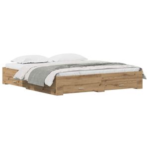 vidaXL Bedframe met lade Artisan Eiken 180 x 200 cm Bewerkt hout