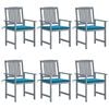 vidaXL Tuinstoelen 6 st met kussens massief acaciahout grijs
