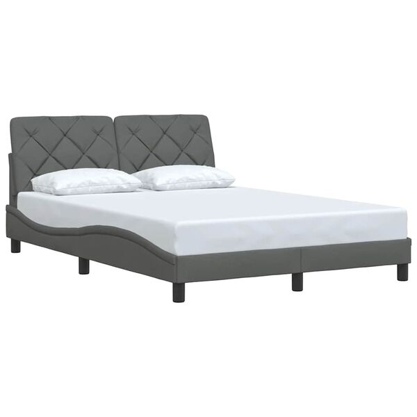 vidaXL Bedframe zonder matras stof donkergrijs 140x200 cm