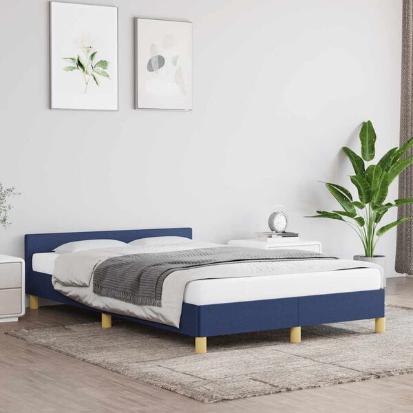 vidaXL Bedframe met hoofdeinde zonder matras 120x200 cm stof blauw