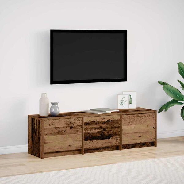 vidaXL TV kast met LED's Oud Hout 140 x 34 x 40 cm Bewerkt hout