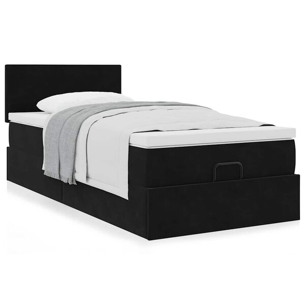 vidaXL Ottoman bed met matras 100x200 cm fluweel zwart